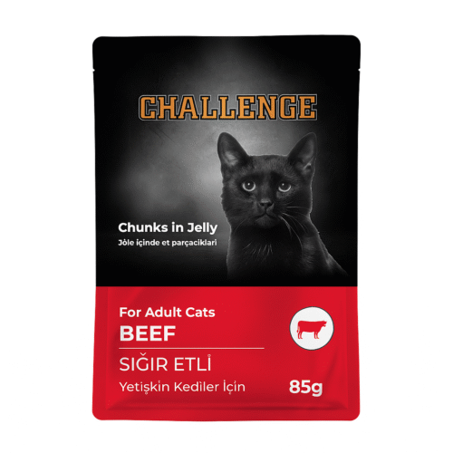 challenge sığır etli jöleli kedi yaş maması 85 g poşet fotoğrafı